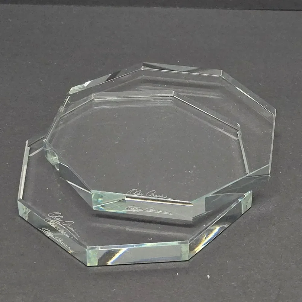 Oleg Cassini Clear Crystal Octagon Minimalist Coasters Set